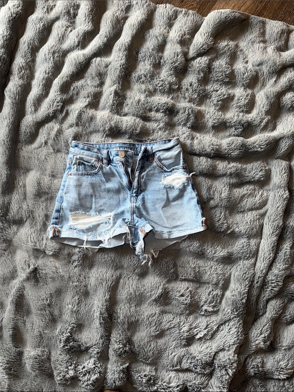 American Eagle Outfitters Light Blue Distressed Denim Shorts